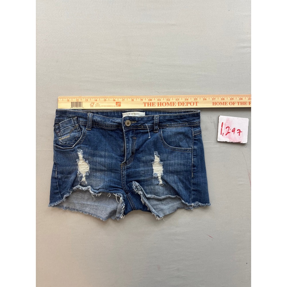 J & M Jeans Blue Distressed Denim Cut Off Shorts Size L Style PF7218